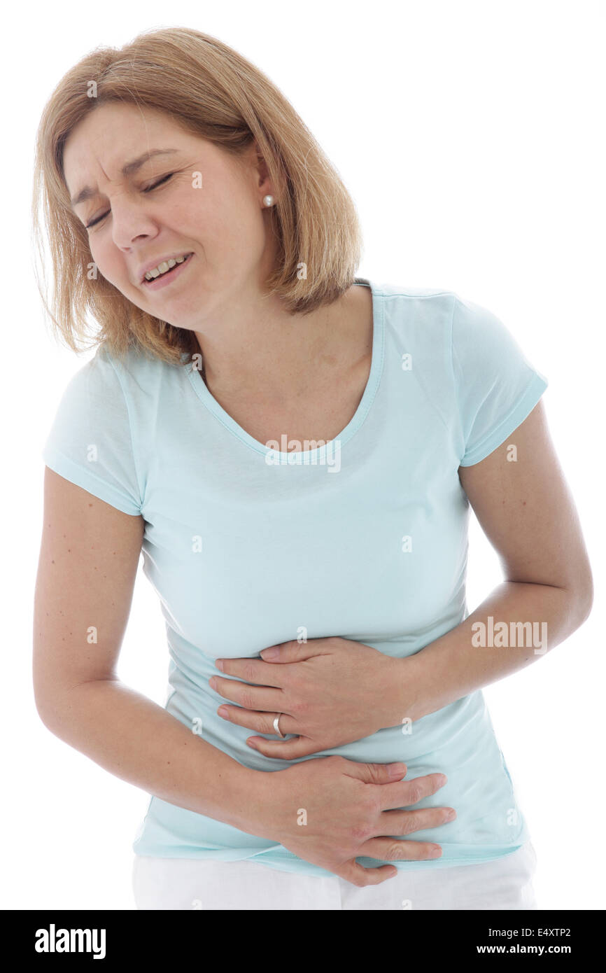 Woman with stomach pain Stock Photo