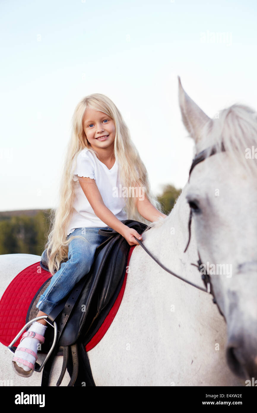 Girl on a horse Stock Photo