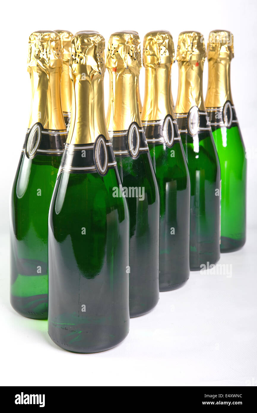 Sparkling wine bottles Stock Photo