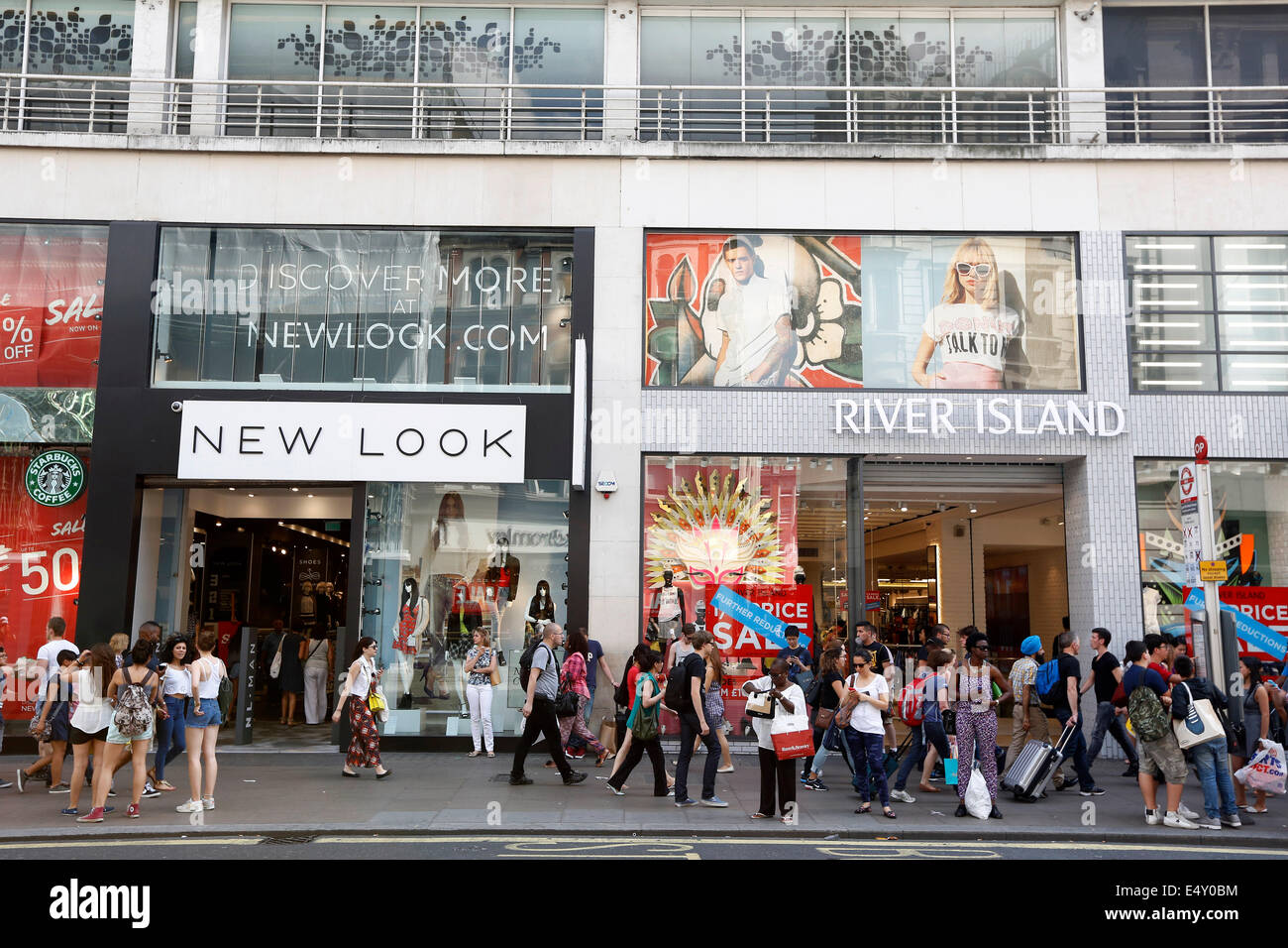 UK, London : New Look and River Island are pictured on Oxford Street in  Central London on 17 July 2014 Stock Photo - Alamy