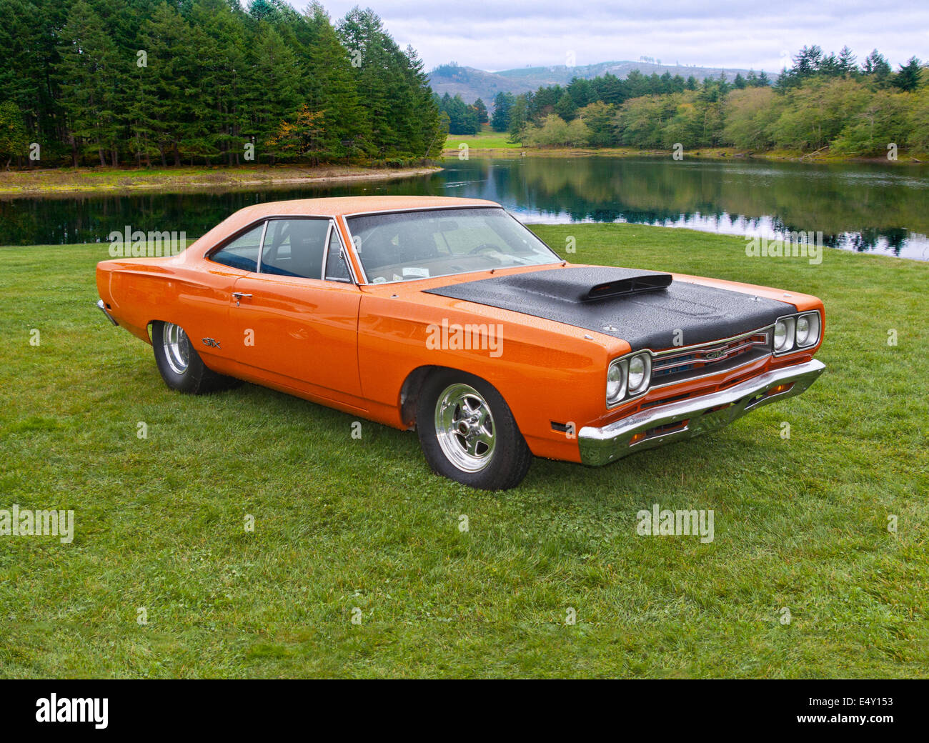 Car near a lake Stock Photo Alamy