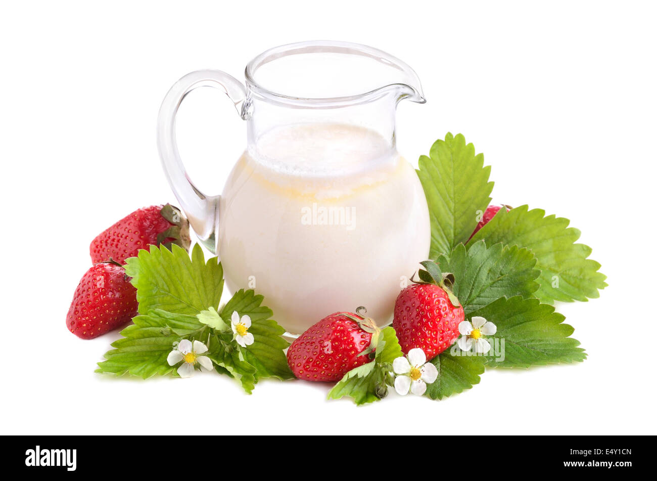 Strawberries and milk Stock Photo