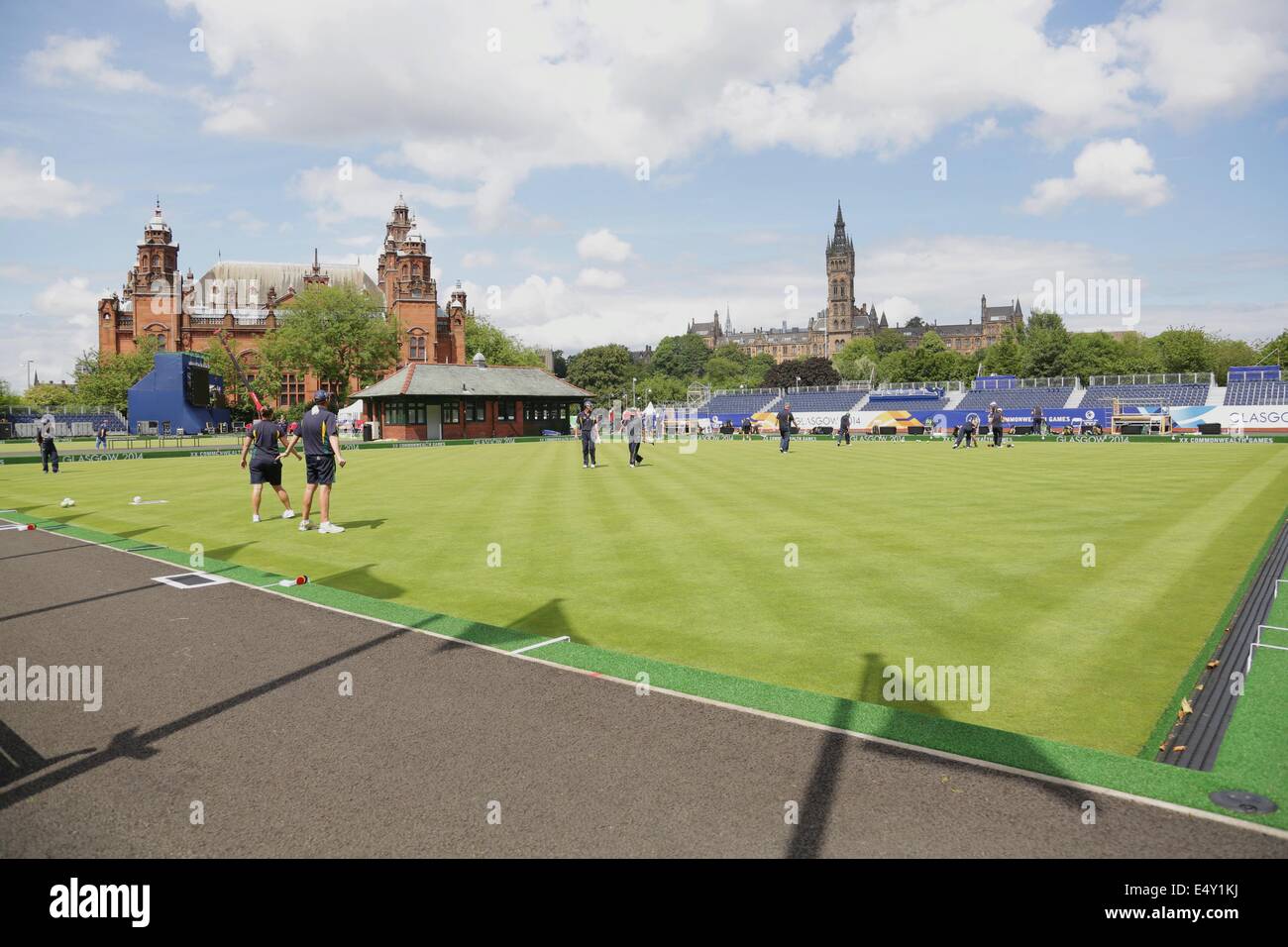 Kelvingrove Lawn Bowls Centre, Glasgow, Scotland, UK, Thursday, 17th July, 2014. Team Australia training in the venue for the 2014 Commonwealth Games Lawn Bowls Competition Stock Photo