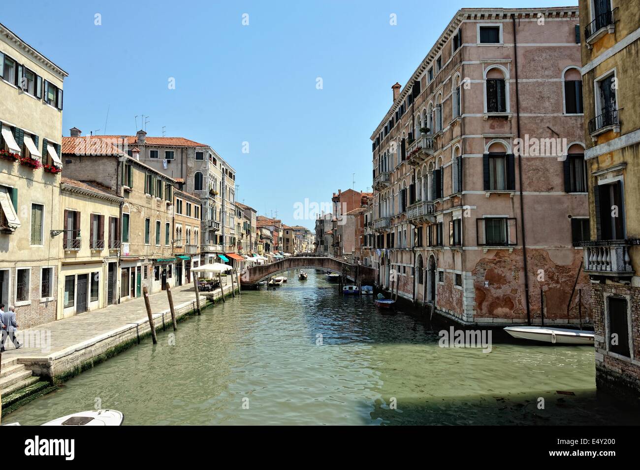 Venetian canal and houses. Stock Photo