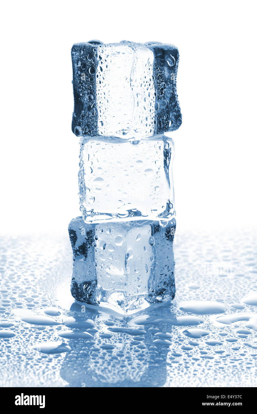 Three ice cubes in stack Stock Photo Alamy