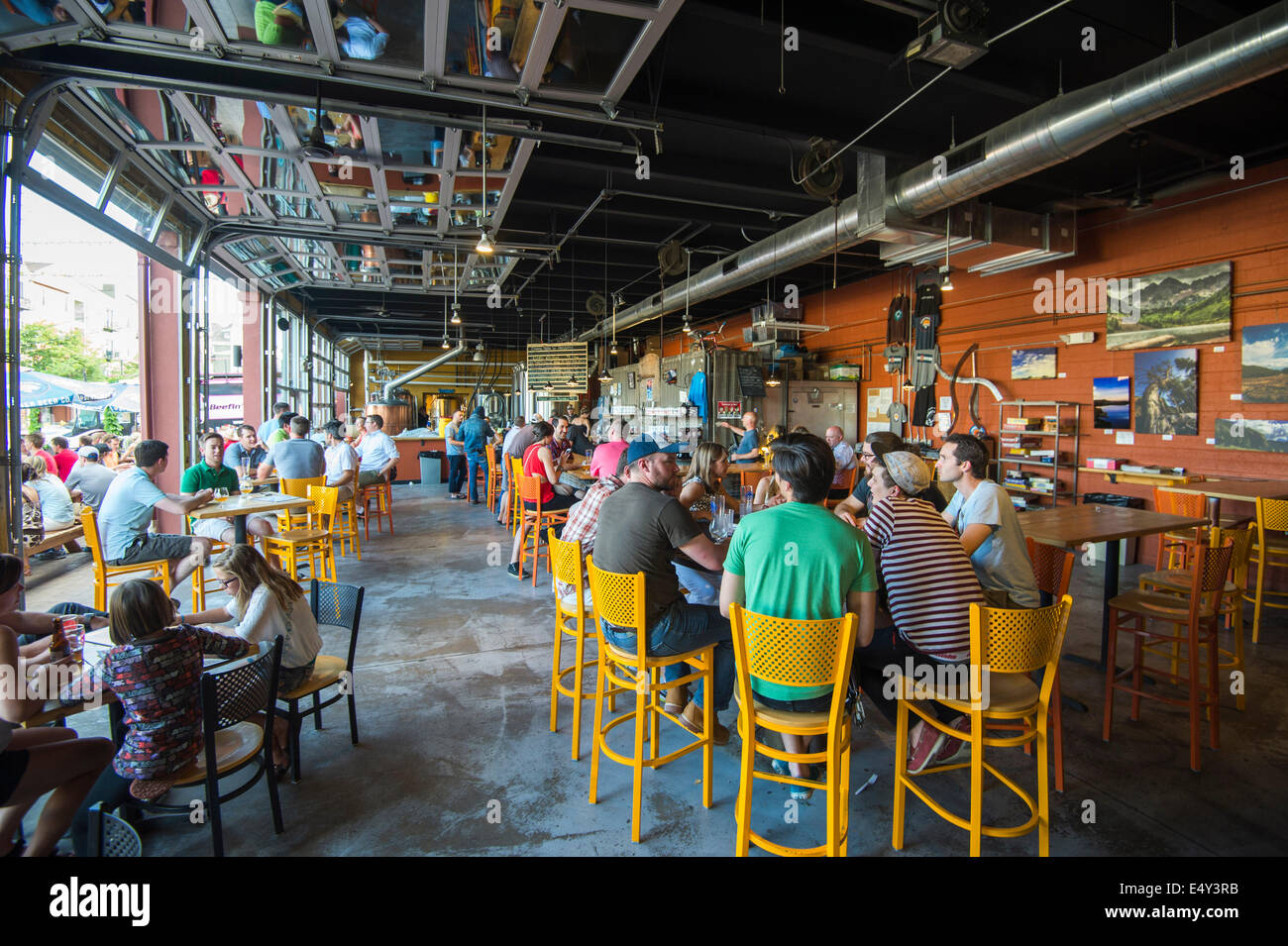 Customers in bar of the Denver Brewing Company. Denver, Colorado, USA