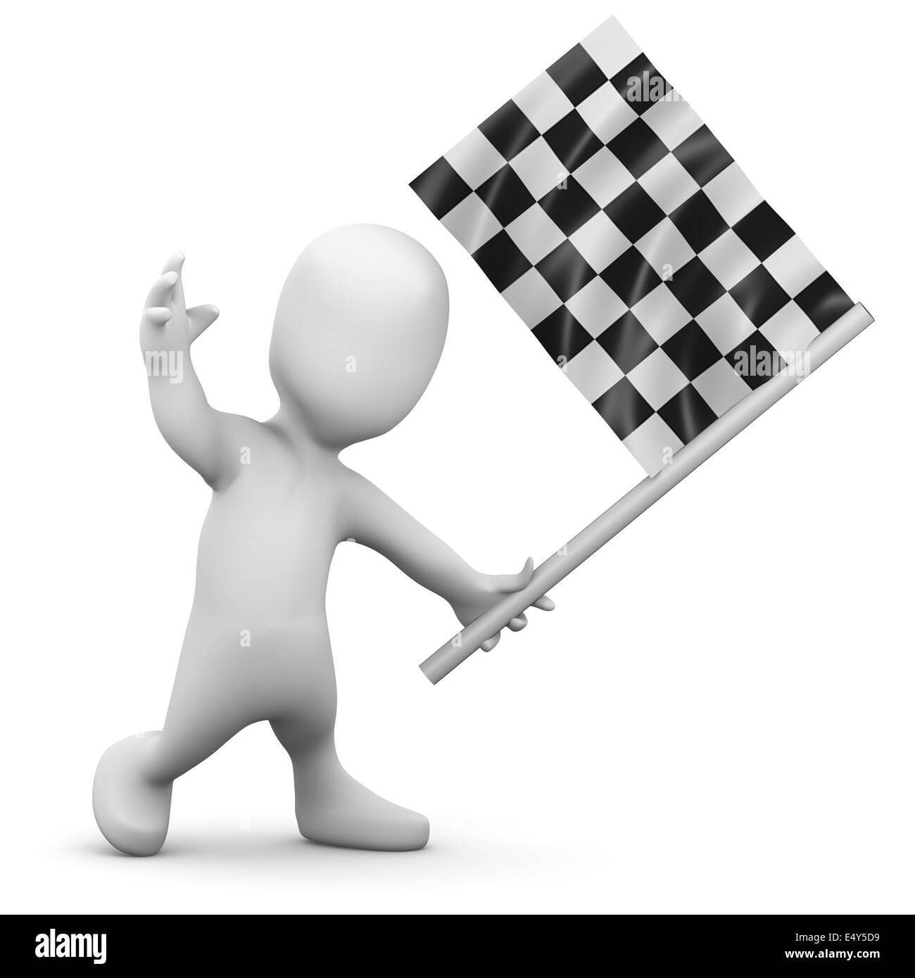 3d render of a little person waving the checkered flag Stock Photo