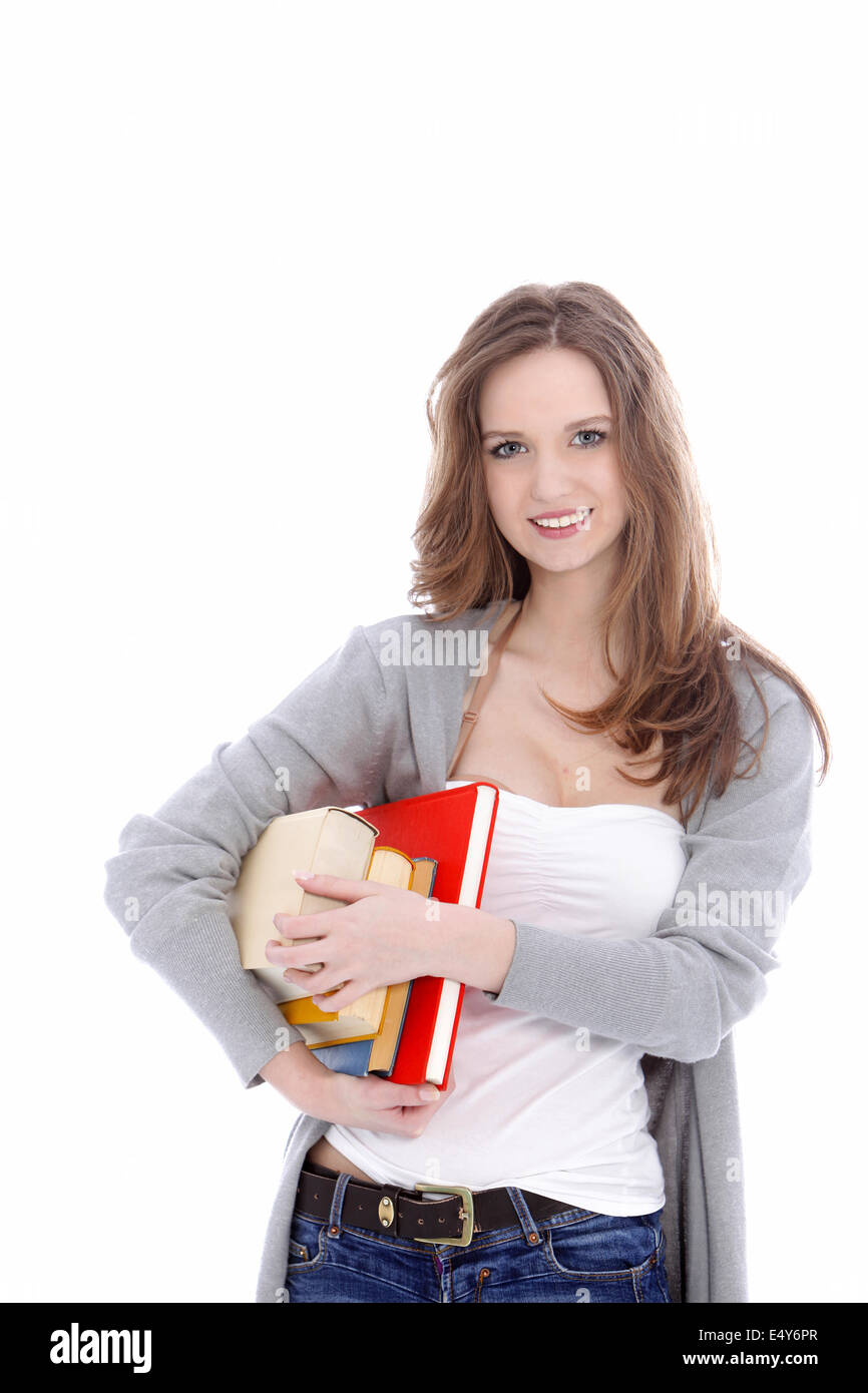 Attractive student carrying her books Stock Photo - Alamy