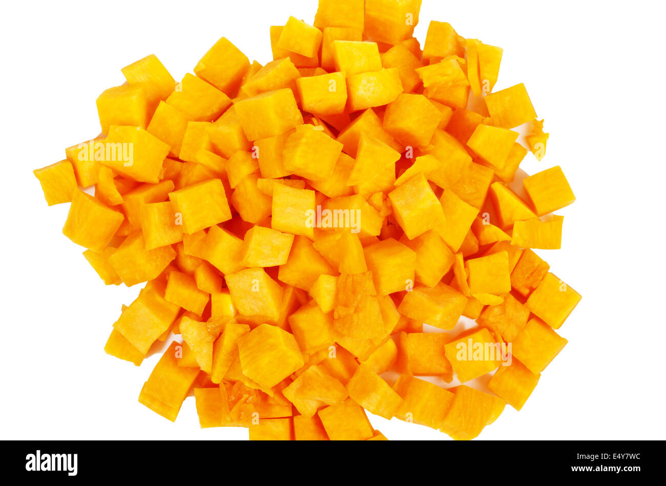 Orange pumpkin blocks on white background Stock Photo - Alamy