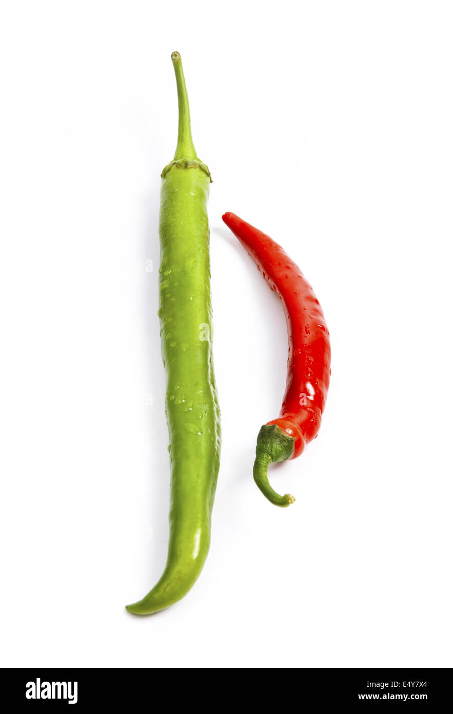 Red and green chili pepper composition Stock Photo