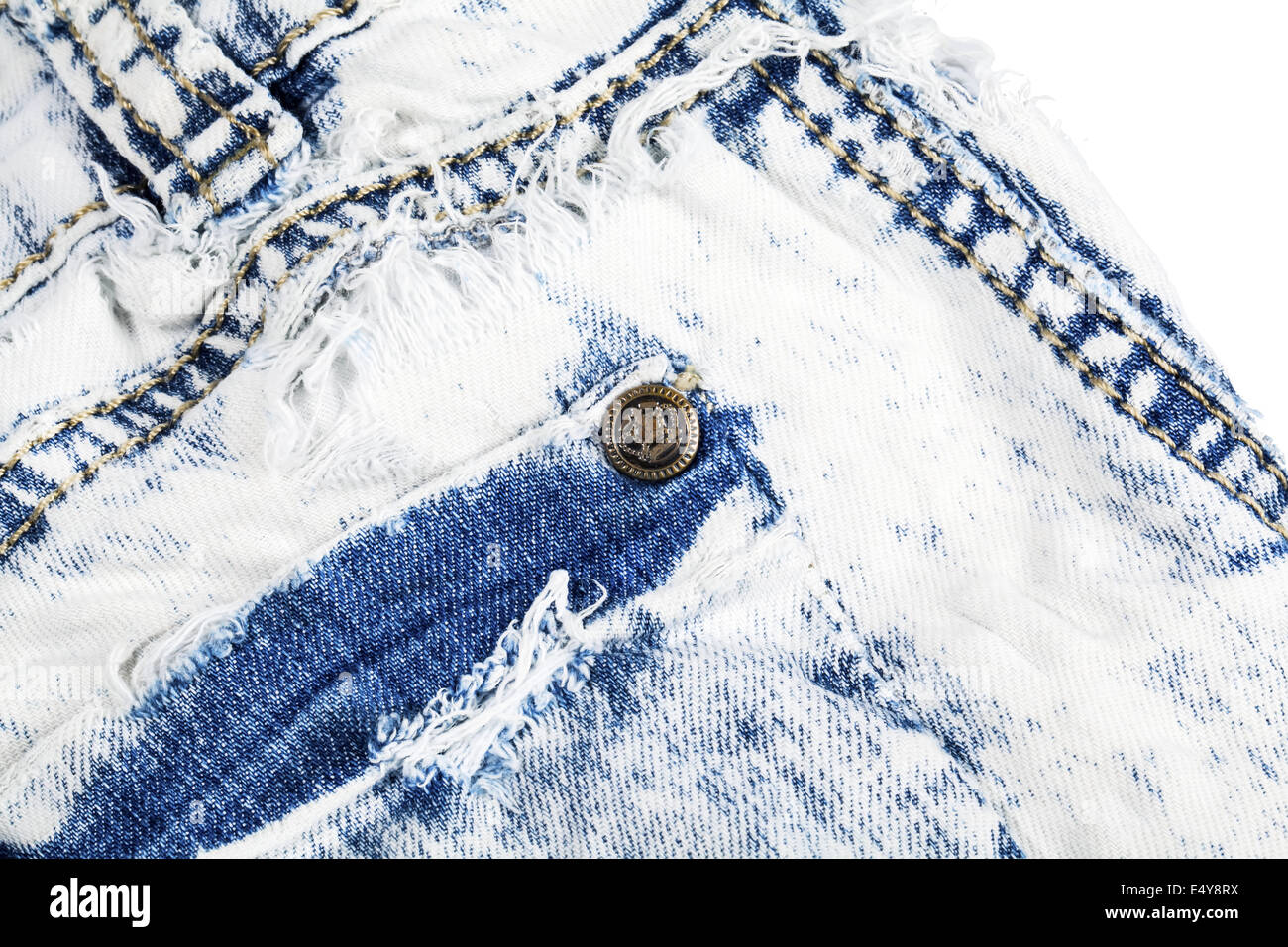 Jeans pocket with metal rivet Stock Photo