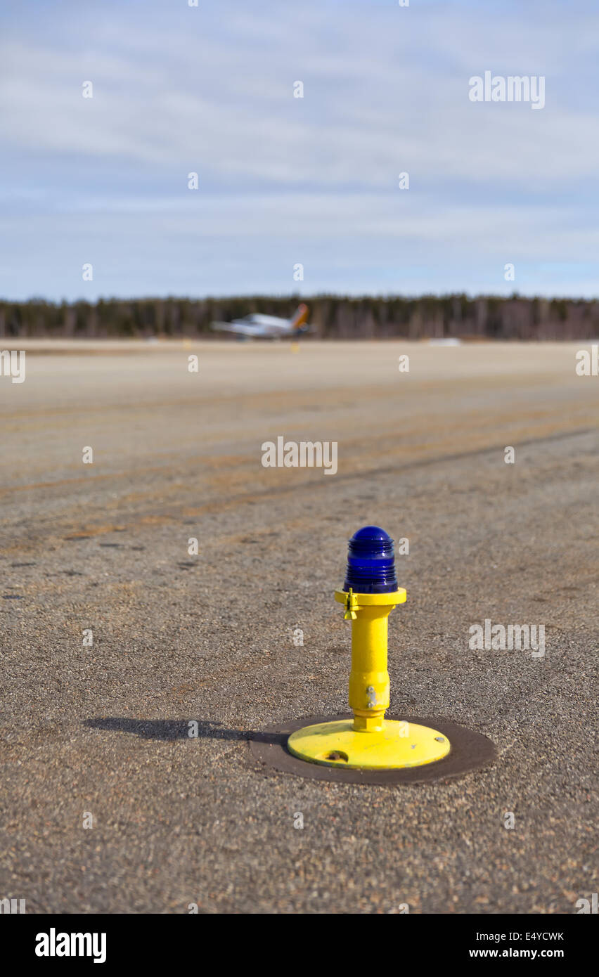 Light on taxiway Stock Photo
