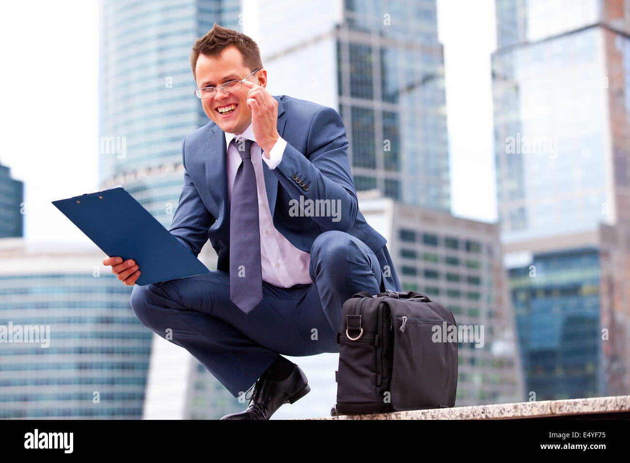 Successful businessman smiling Stock Photo