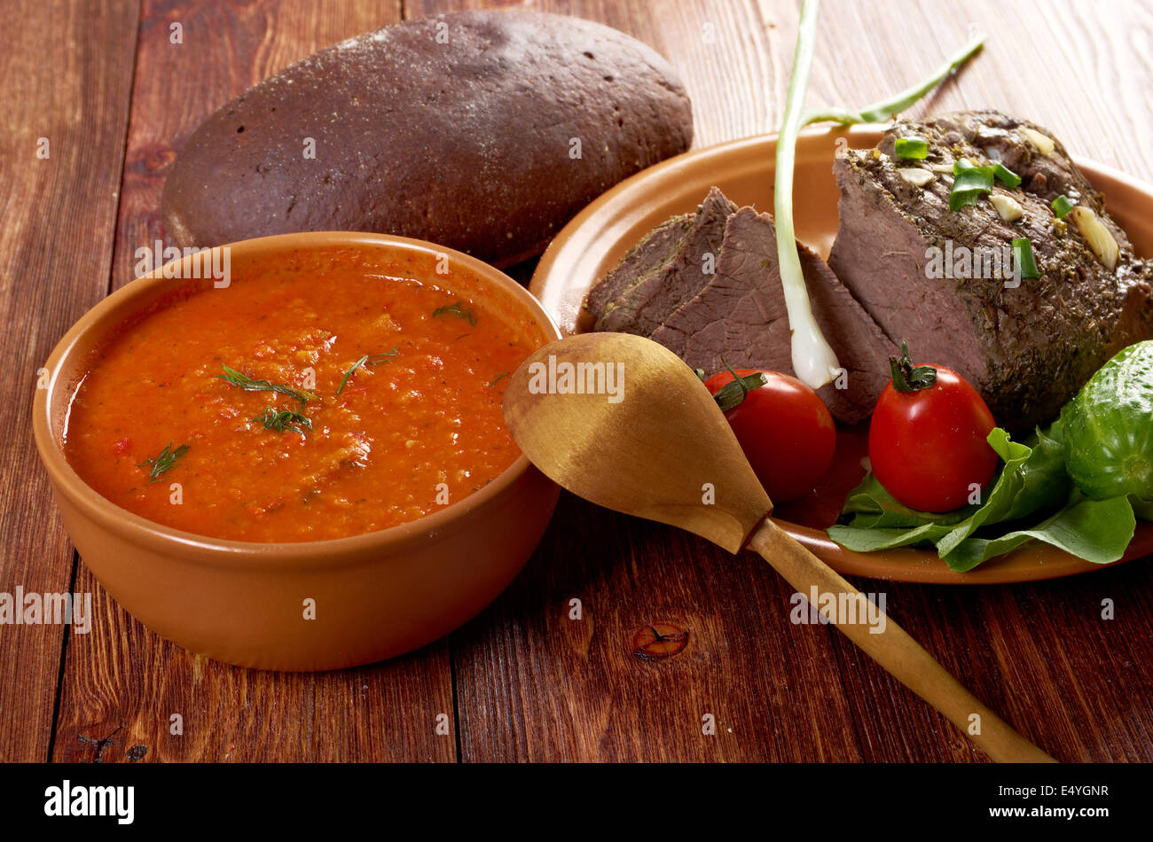 Italian rustic dinner Stock Photo - Alamy