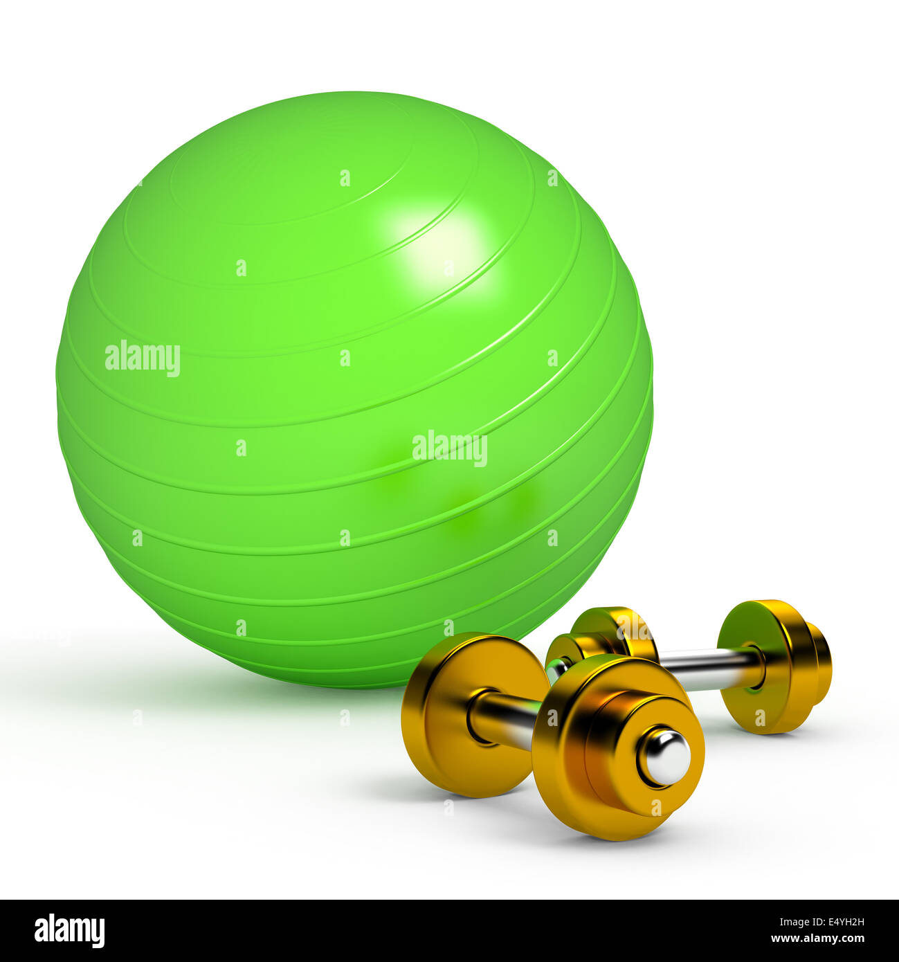 Green fitness ball isolated on white Stock Photo