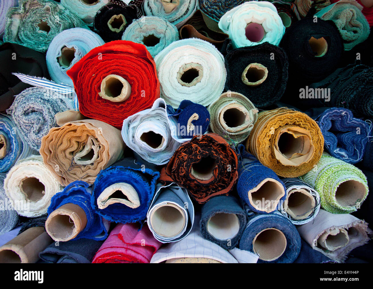 rolls of fabric Stock Photo