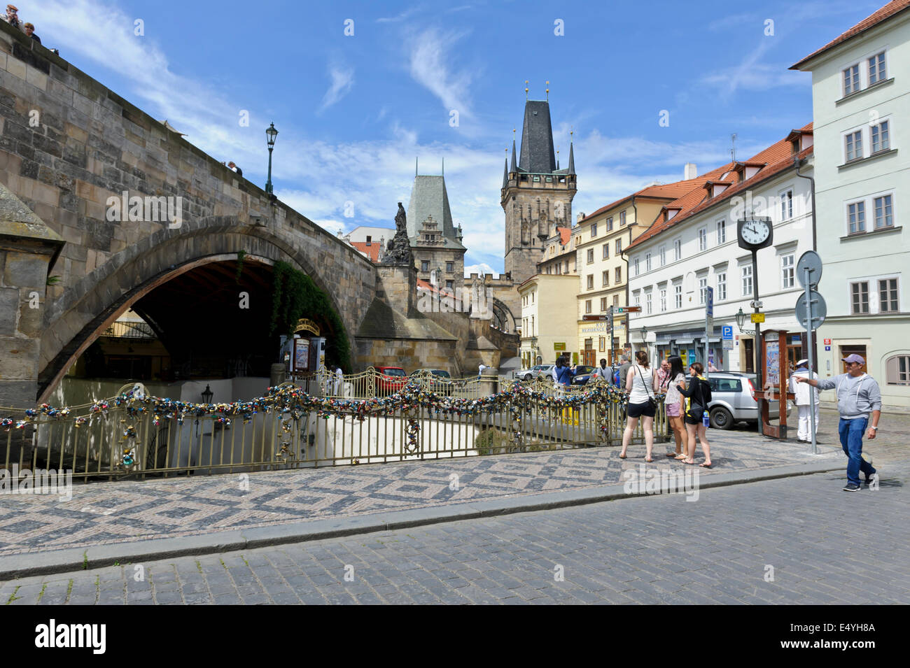 Bridge decorated with padlocks symbolizing loving commitment with the