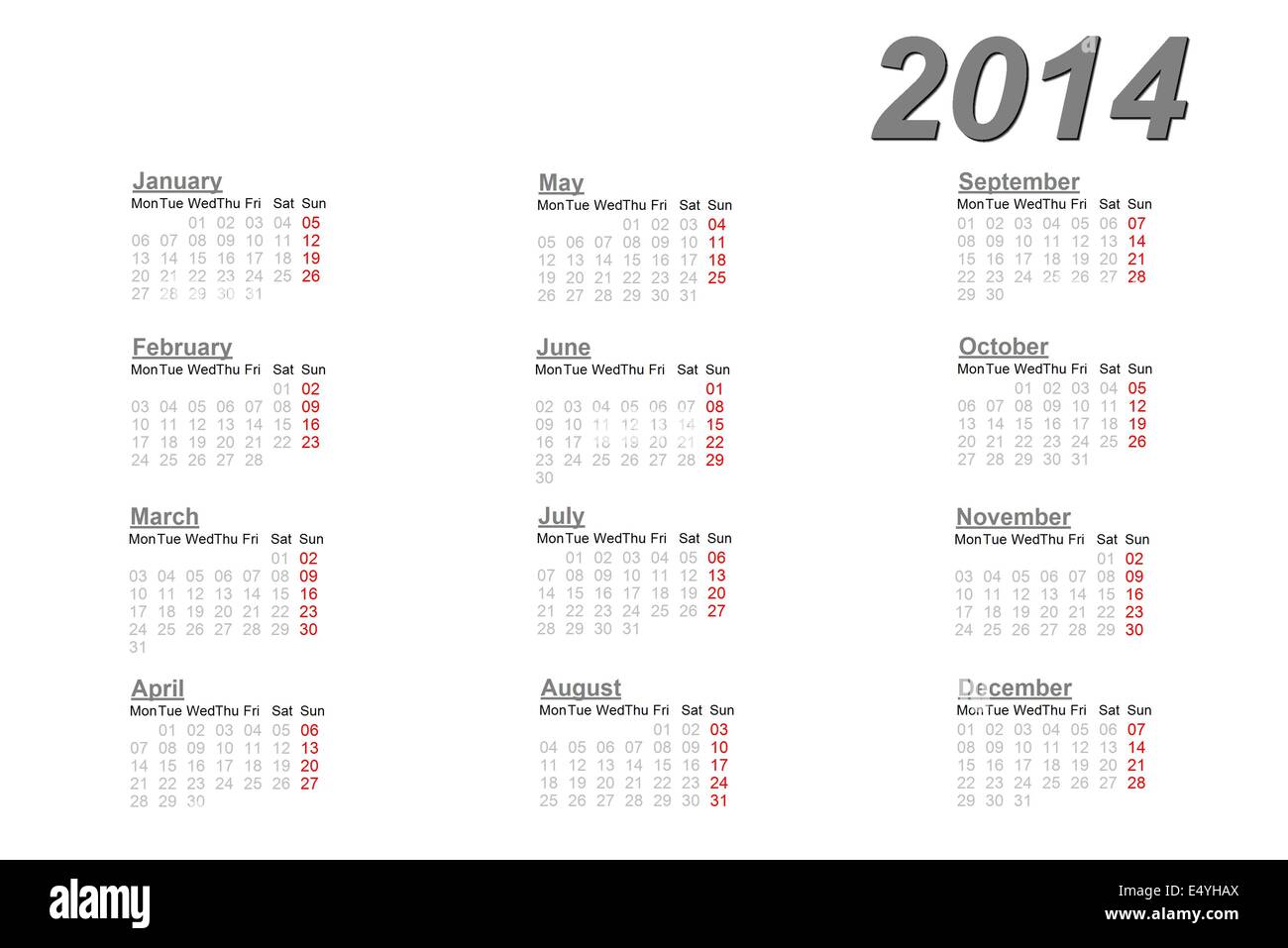 Calendar for 2014 Stock Photo - Alamy