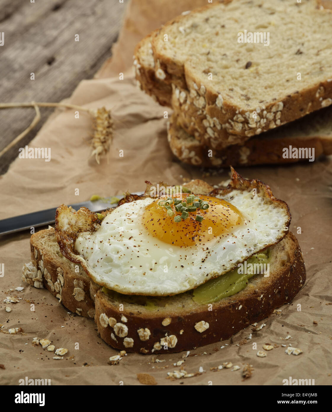 Avocado Breakfast Sandwich Stock Photo