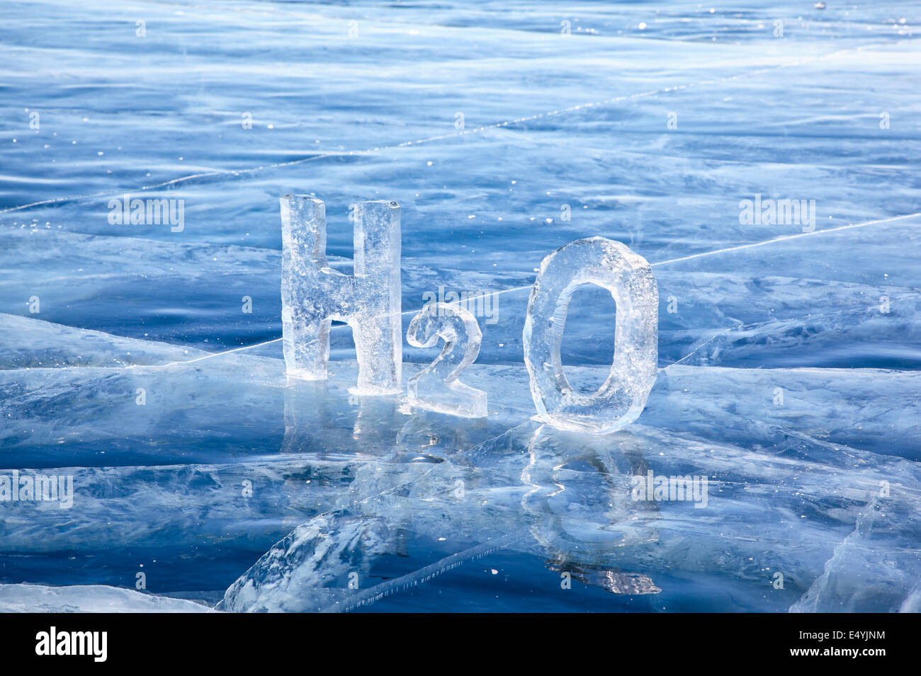 Chemical formula of water H2O Stock Photo