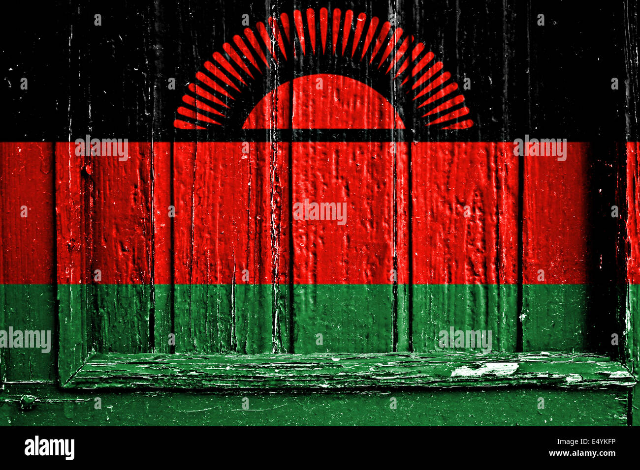 flag of Malawi painted on wooden frame Stock Photo - Alamy