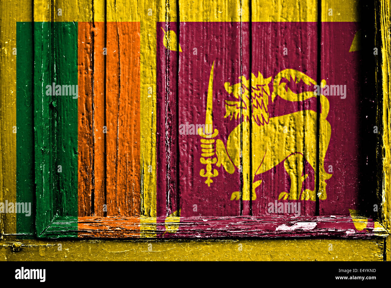 flag of Sri Lanka painted on wooden frame Stock Photo Alamy