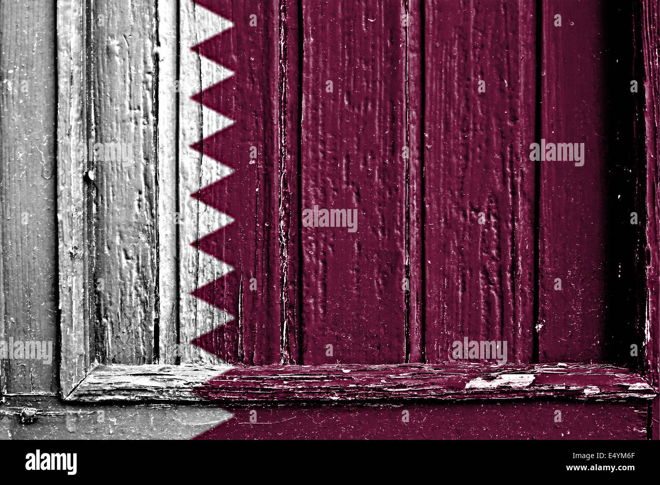 flag of Qatar painted on wooden frame Stock Photo Alamy