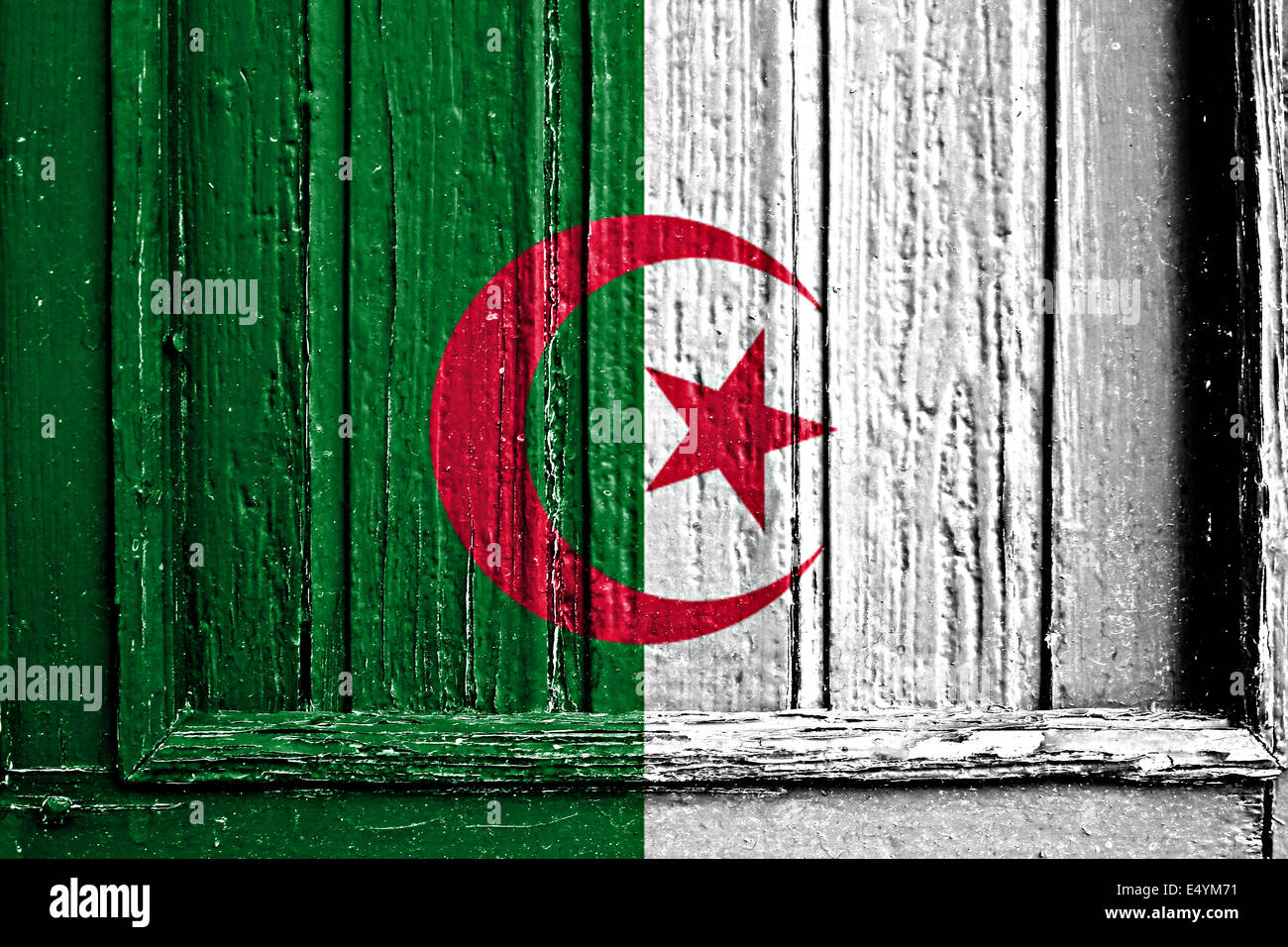 flag of Algeria painted on wooden frame Stock Photo - Alamy