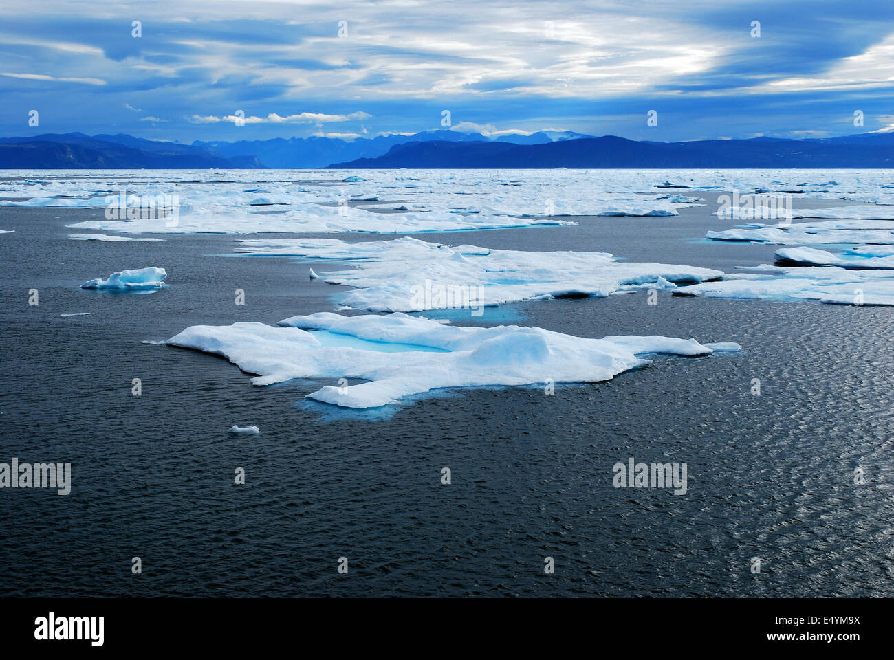 Ice Covered Cumberland Sound, Canada Stock Photo