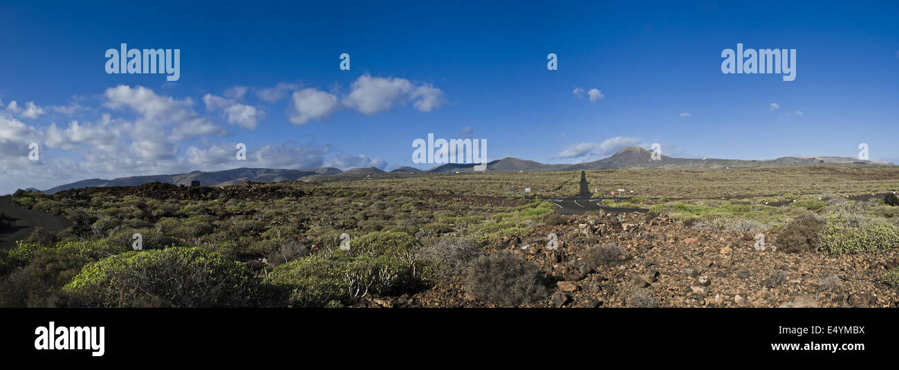 Spain Canary Islands Lanzarote volcanic landscape in summertime. Stock Photo