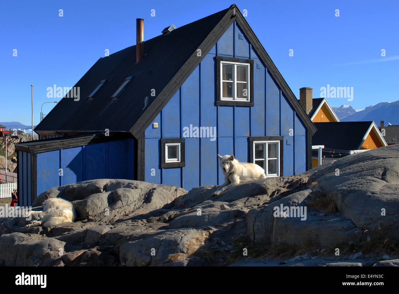 Wooden House, Uummannaq, Greenland Stock Photo