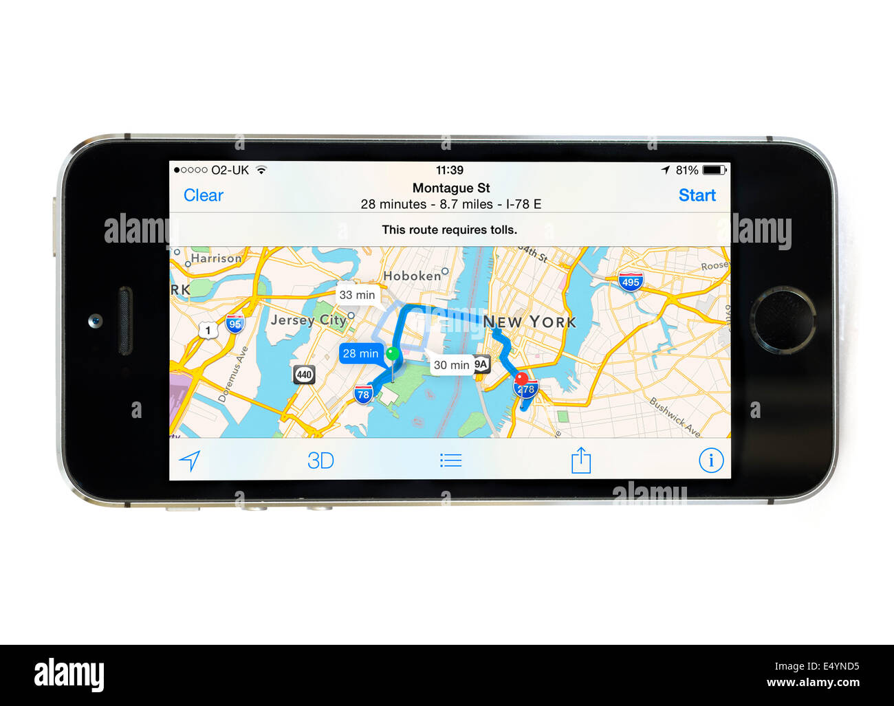 Using the Apple Maps app on iPhone 5S, USA Stock Photo