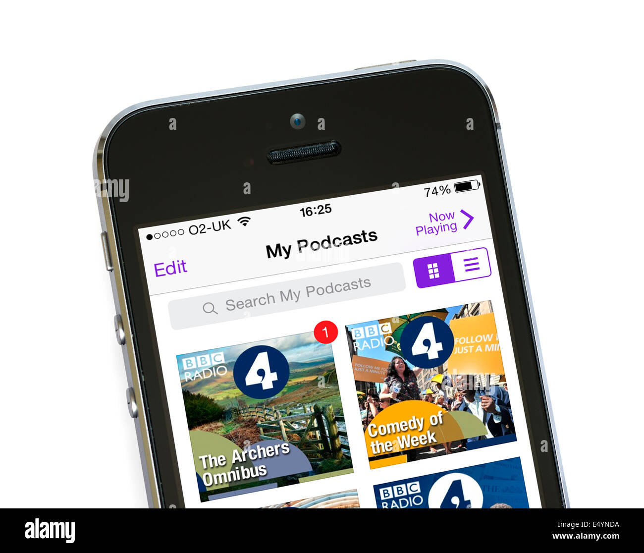 Podcast app on an Apple iPhone 5S Stock Photo