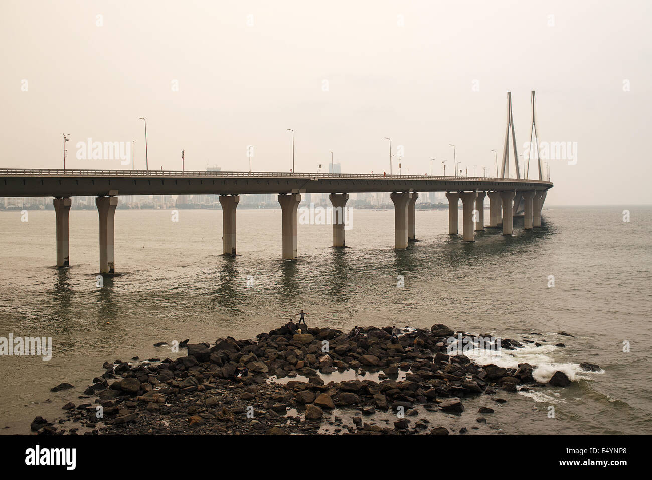 Bandra-Worli Sea Link bridge seen from Bandra in Mumbai, India Stock Photo