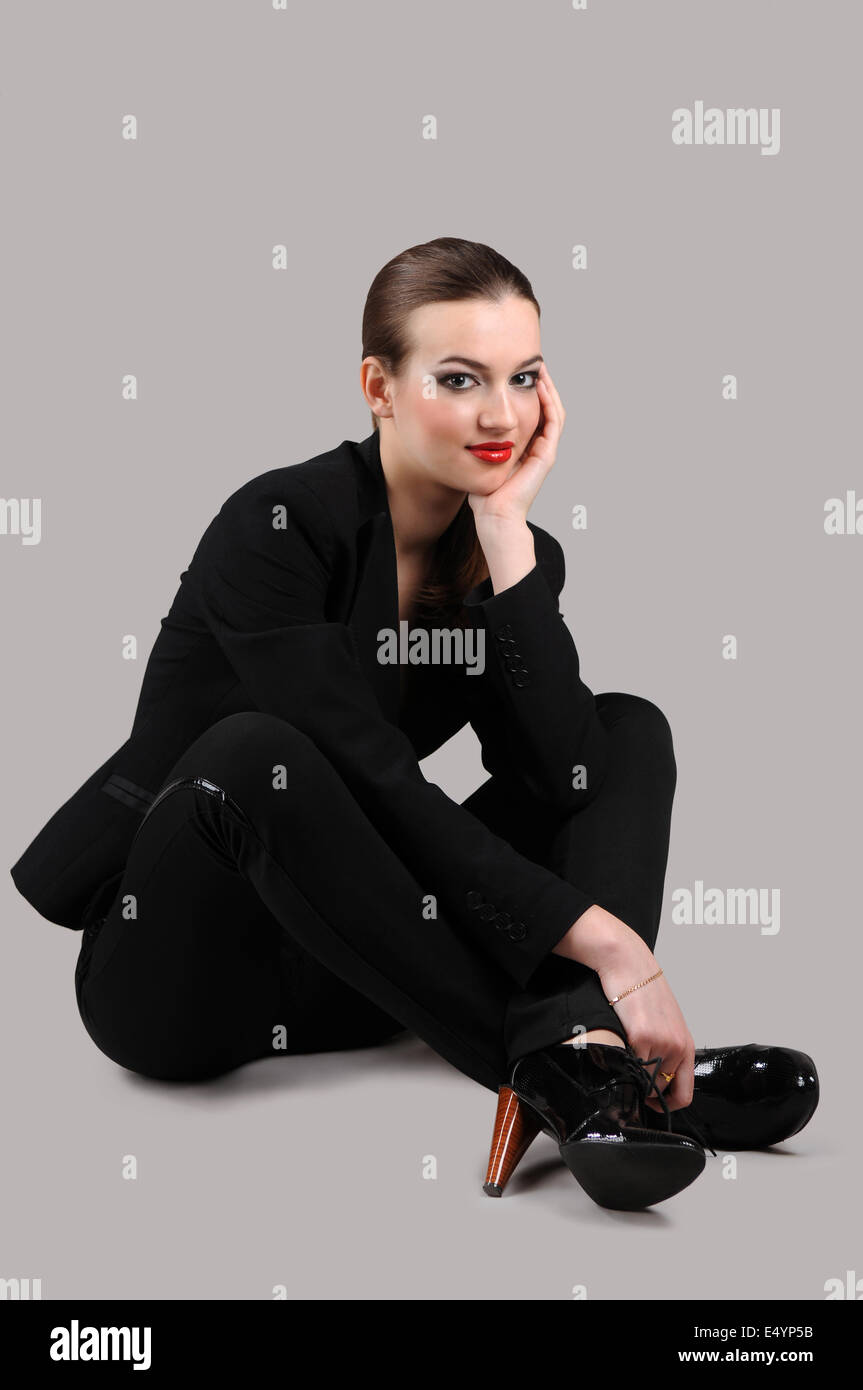 Beauty woman in suit hi-res stock photography and images - Alamy