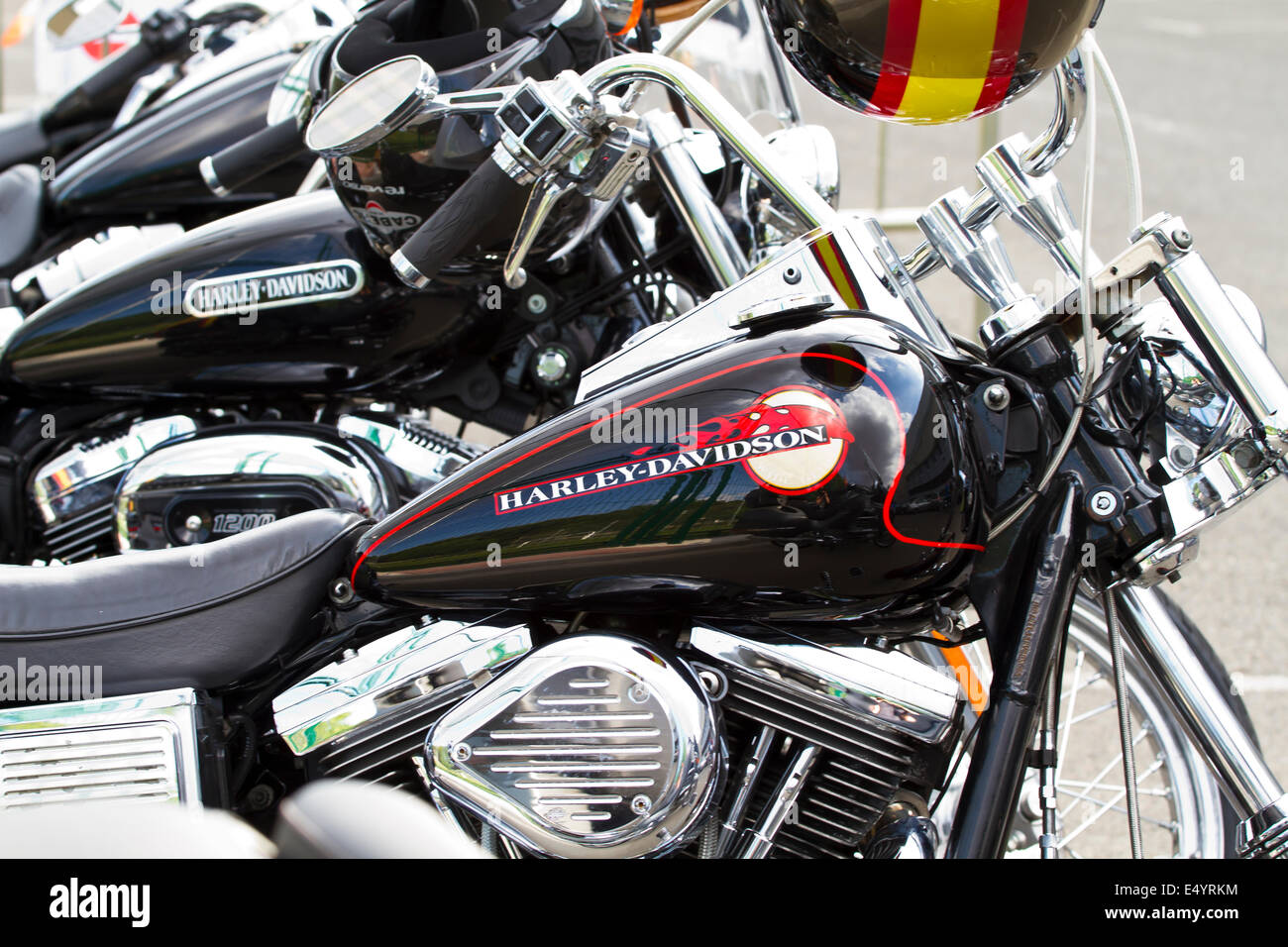 Side view of a custom motorcycle engine Stock Photo Alamy