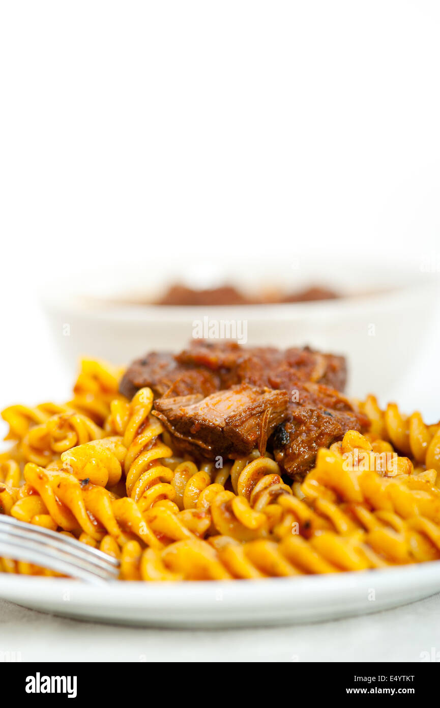 fusilli pasta with neapolitan style ragu meat sauce Stock Photo Alamy