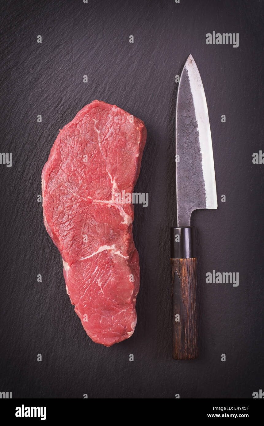 beef steak on the slate plate Stock Photo