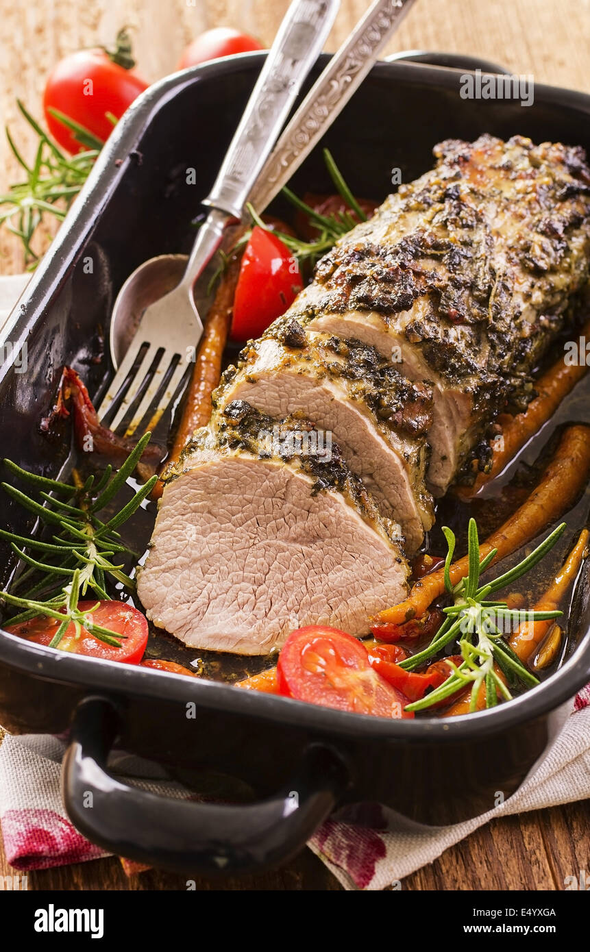 veal roast with vegetable Stock Photo Alamy