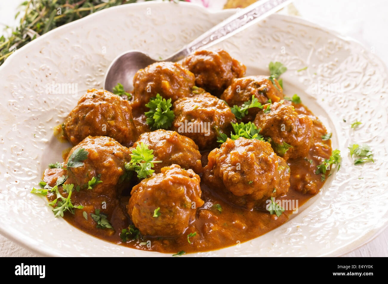meatballs in the sauce Stock Photo Alamy