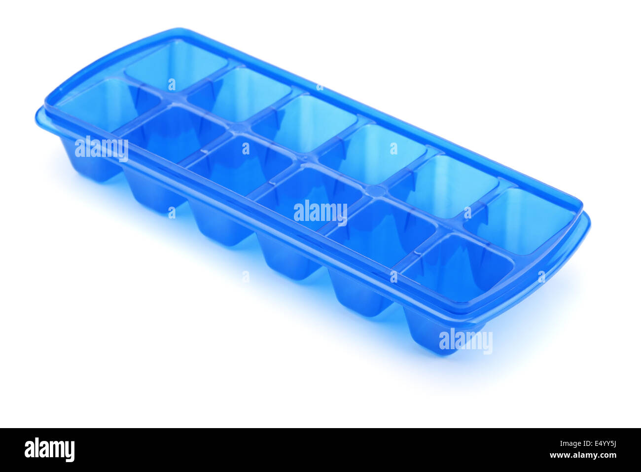 Blue plastic ice cube tray isolated on white Stock Photo