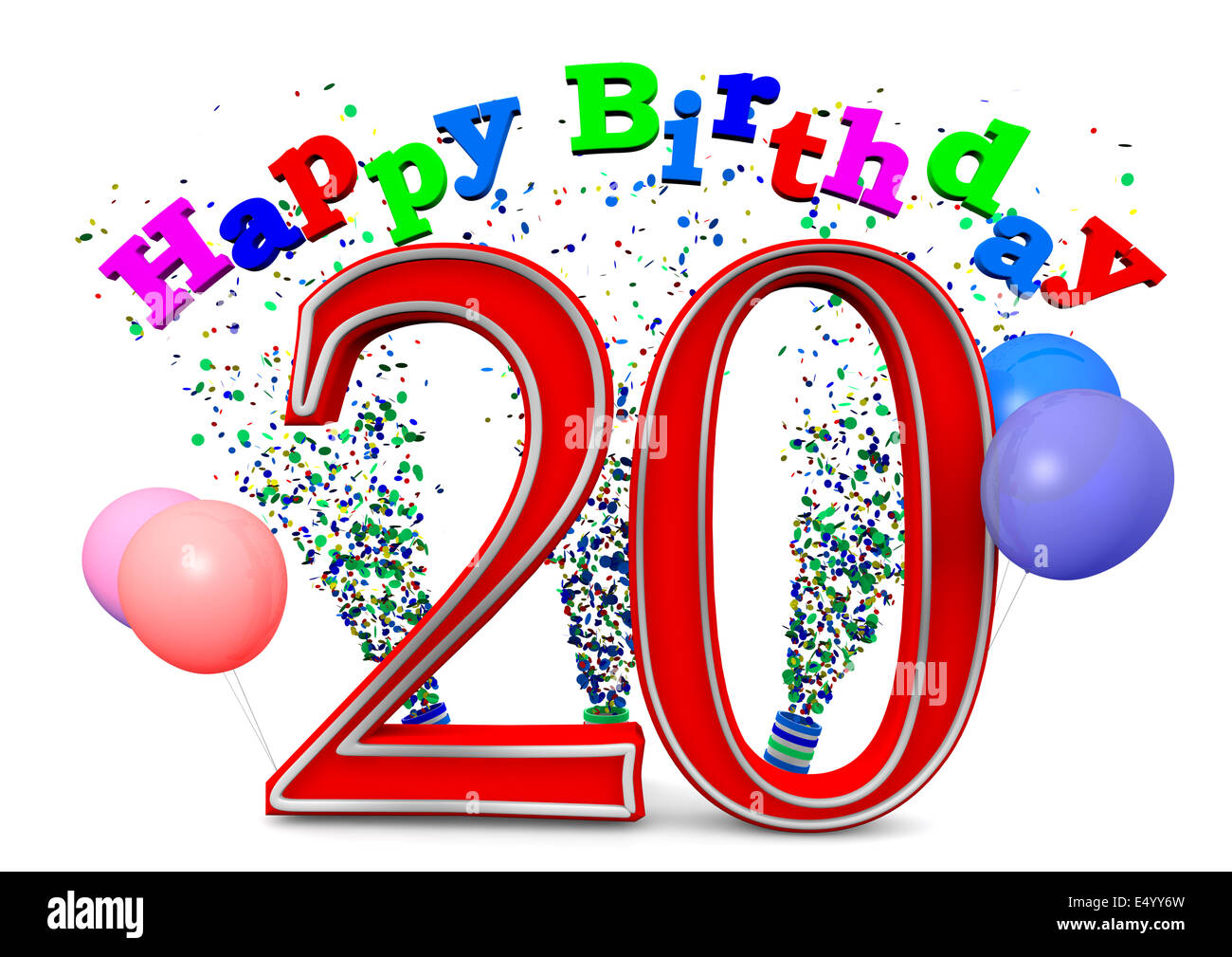 Happy Birthday at 20 Stock Photo