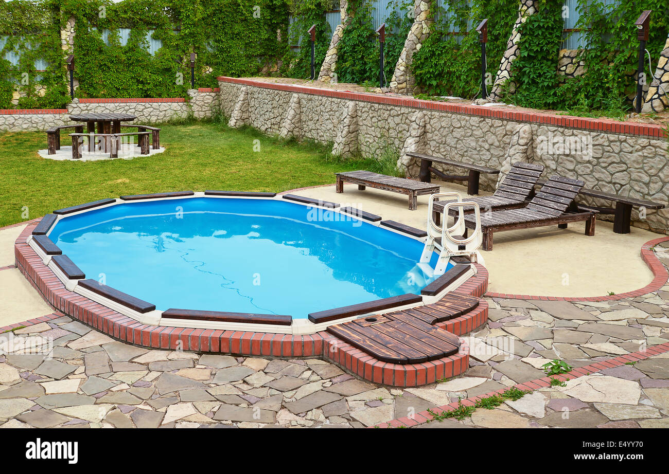 Small private backyard pool Stock Photo