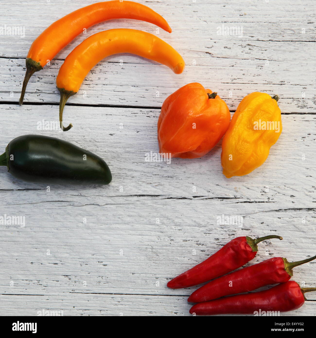 Bright colourful assorted peppers Stock Photo