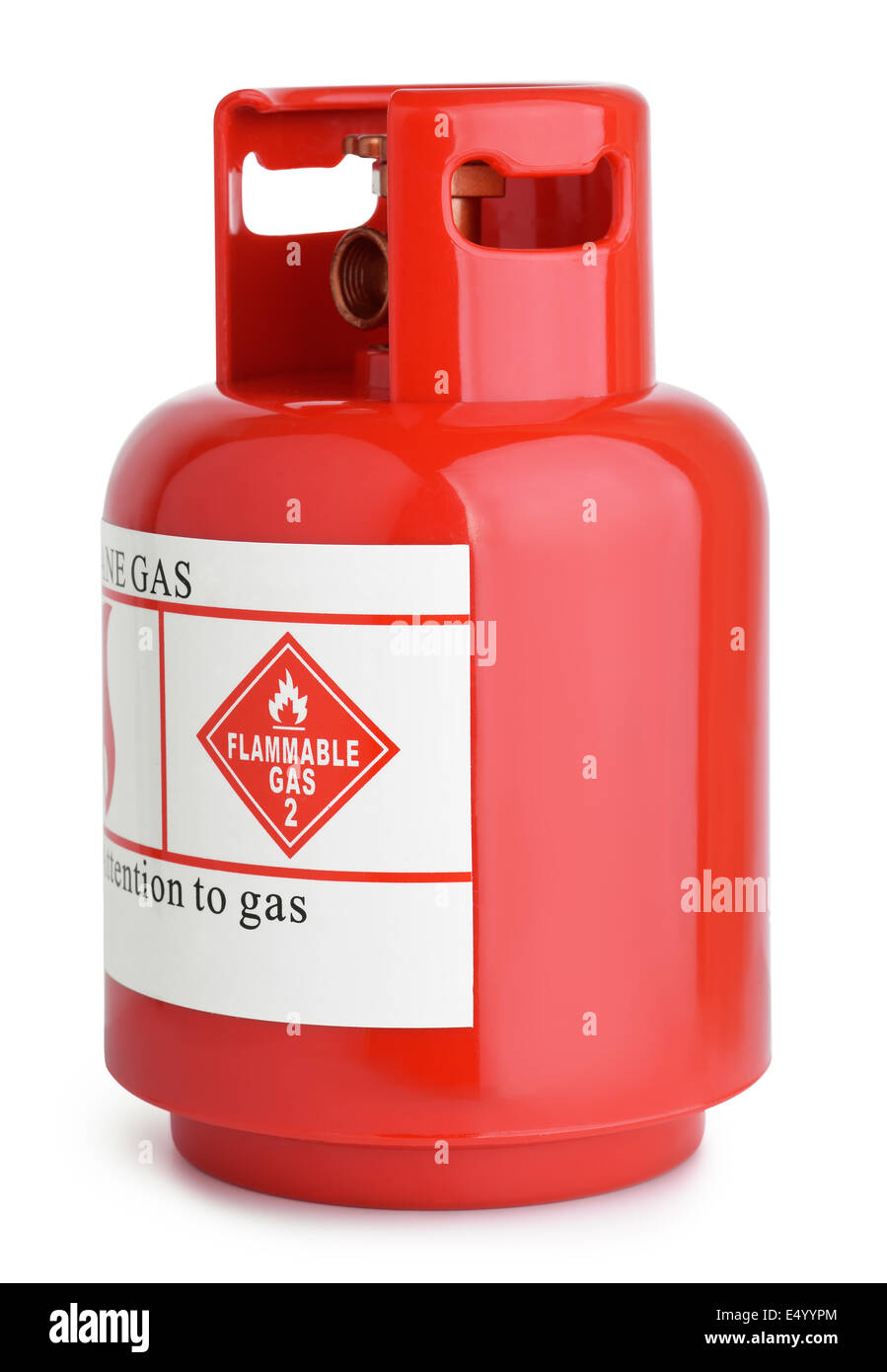 Red gas cylinder isolated on white Stock Photo