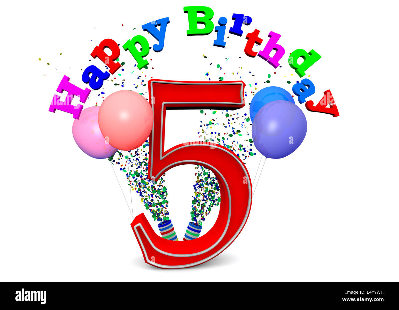Happy Birthday at 5 Stock Photo