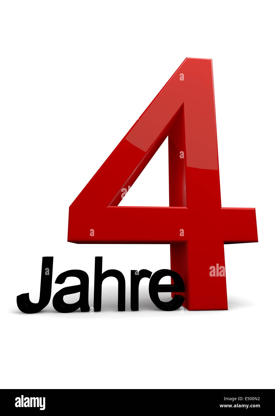 Eine 4 mit einem Jahre Schriftzug Stock Photo