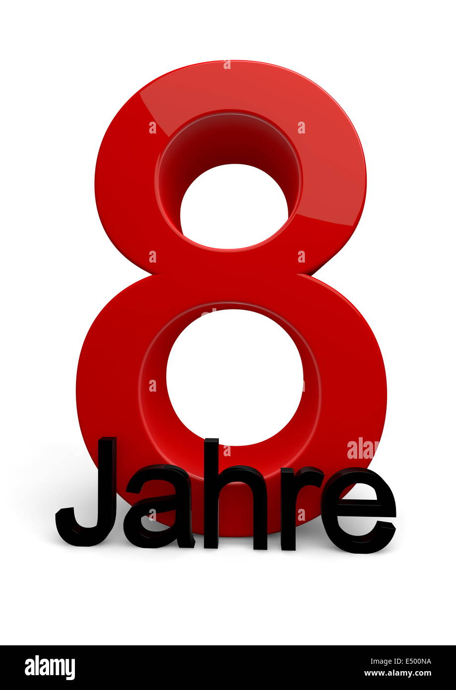Eine 8 mit einem Jahre Schriftzug Stock Photo