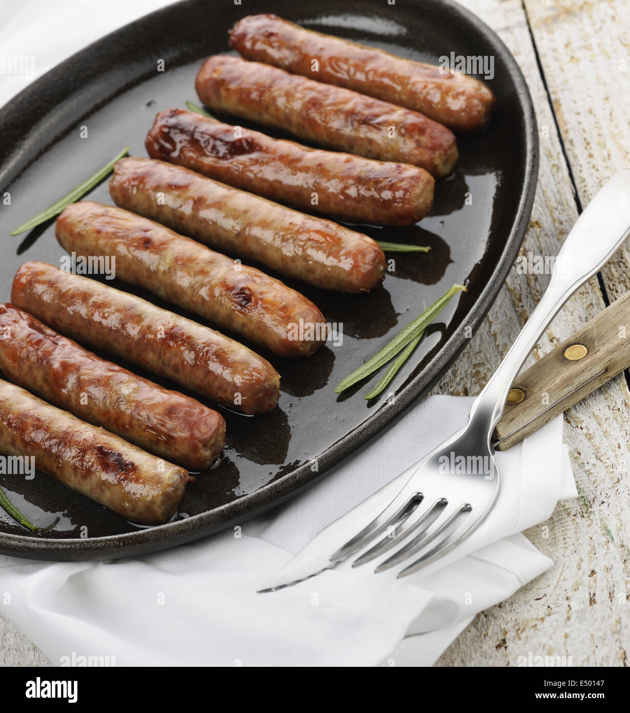 Fried Breakfast Sausage Links Stock Photo
