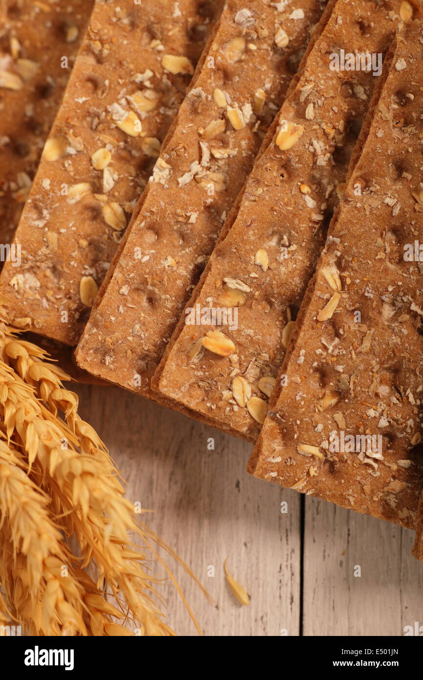 Wheat crispbread crackers Stock Photo